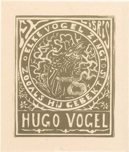 Ex libris van Hugo Vogel. السابق ليبريس فان هوغو فوجل بواسطة ثيو فان هويتيما
