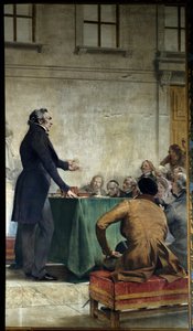 درس فرانسوا أراغو (1786-1853) علم الفلك الشعبي في مدرج المرصد. لوحة لثيوبالد شارتران (1849-1907). باريس ، السوربون - فرانسوا أراغو (1786-1853) يلقي محاضرة عن علم الفلك الشعبي في المرصد الملكي في باريس. بواسطة ثيوبالد شارتران