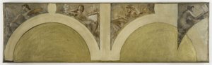 رسم تخطيطي لصالون الفنون في فندق فيل دي فيل دي باريس: الرسم والنحت والعمارة والرسم على القماش حوالي عام 1891 (زيت على قماش) بواسطة ثيوبالد شارتران