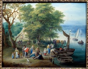 العودة من الصيد. لوحة لثيوبالد ميشاو (1676-1765)