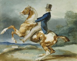 راكب وحصانه في التربية ؛ Un Cavalier Cabrant Son Cheval ، بواسطة ثيودور جيريكولت