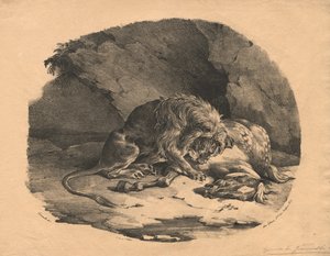 حصان يلتهمه أسد ، 1823. بواسطة ثيودور جيريكولت