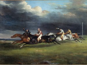 سباق الخيل يقول الديربي في Epsom Painting بواسطة Theodore Gericault بواسطة ثيودور جيريكولت