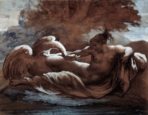 ليدا والبجعة. رسم لثيودور جيريكولت (1791-1824) بواسطة ثيودور جيريكولت