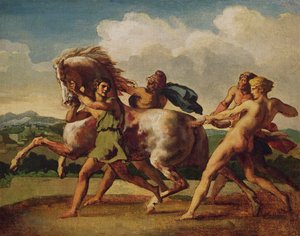 عبيد يوقفون حصانًا ، يدرسون "سباق الخيول البربرية" ، 1817 بواسطة ثيودور جيريكولت