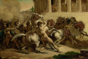 The Race of the Riderless Horses، 1817 (زيت وقلم وحبر على ورق موضوع على قماش)
