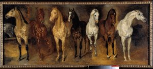 الصدور سبعة خيول من الأمام. لوحة لثيودور جيريكولت (1791-1824) القرن التاسع عشر. 0،39x0،94 م مجموعة خاصة - صدور سبعة خيول (منظر أمامي). لوحة لثيودور جيريكولت (1791-1824) بواسطة ثيودور جيريكولت