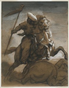 الفارس التركي في القتال ، حوالي 1818 (غسيل بني ، معزز بالغواش على الورق) بواسطة ثيودور جيريكولت