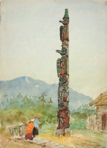 الغراب الطوطم القطب ، كاليفورنيا. 1880-1914.