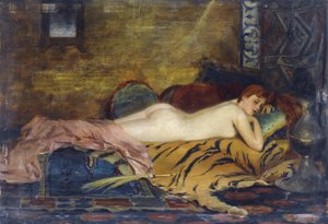 مستلق عاري - ثيودور جاك رالي (ثيودوروس راليس) (1852-1909). زيت على خشب الأبعاد: 24x35 سم مجموعة خاصة
