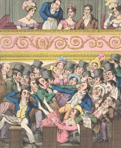 الملذات المسرحية ، اللوحة 2: التنافس على مقعد ، كاليفورنيا. 1835. بواسطة ثيودور لين