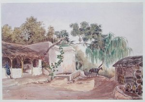مقهى في الجزائر العاصمة حوالي عام 1835 (ألوان مائية على ورق) بواسطة ثيودور ليبلانك
