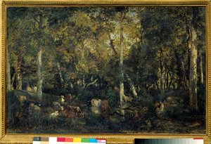 Interieur de bois dit le Vieux Dormoir du Bas-Breau (غابة Fontainebleau) لوحة لثيودور روسو (1812-1887) 1836 صن. 0.65x1.03 م باريس ، متحف أورساي بواسطة بيير إتيان ثيودور روسو