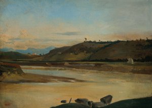 منظر طبيعي مع نهر، حوالي عام 1834-1835 (زيت على ورق على قماش)