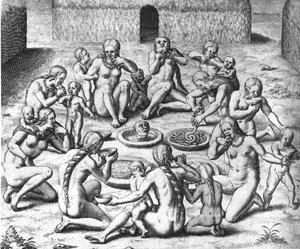 وجبات الأنثروبوفاج: أكلة لحوم البشر في أمريكا الجنوبية - في "" Admirante Narratio Americae "، بقلم تيودور دي بري بواسطة تيودور دي بري