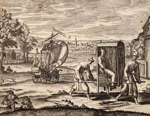 سيدان صينية ، شرق الهند ، نقش من عمل لثيودور دي بري (1528-1598) ، الصين بواسطة تيودور دي بري