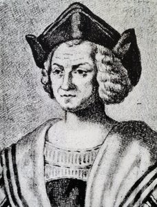صورة كريستوفر كولومبوس (1451-1506) ، نقش لثيودور دي بري (1528-1598) بواسطة تيودور دي بري