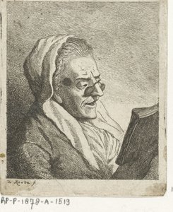 قراءة امرأة عجوز مع pince-nez