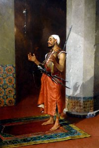 حارس تركي يصلي ، أواخر القرن التاسع عشر وأوائل القرن العشرين (زيت على قماش) بواسطة ثيوفيل ماري فرانسوا ليبيرت