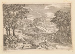 منظر أركادي مع امرأة جالسة بجانب إناء وشخصيات أخرى Suite de Paysages (عنوان السلسلة) بواسطة جان فرانسوا ميليت (الثاني)