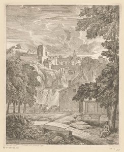 منظر أركادي مع شلال وامرأة تحت شجرة Suite de paysages (عنوان السلسلة) بواسطة جان فرانسوا ميليت (الثاني)