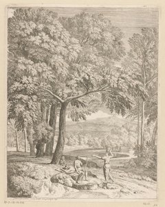منظر أركادي مع رجلين وامرأة تحمل سلة Suite de paysages (عنوان السلسلة) بواسطة جان فرانسوا ميليت (الثاني)