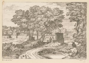 منظر أركادي مع امرأتين بجانب النافورة Suite de Paysages (عنوان السلسلة) بواسطة جان فرانسوا ميليت (الثاني)