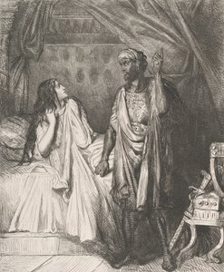 هل صليت الليلة ، ديديسمونا: اللوحة 12 من قانون عطيل 5 ، ... ، محفور 1844 ، أعيد طبعه عام 1900. بواسطة تيودور شاسريو