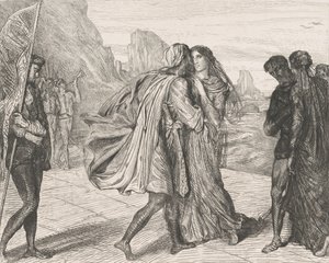 يا محاربي العادل!: اللوحة 5 من قانون عطيل 2 ، المشهد 1 ، محفور عام 1844 ، أعيد طبعه عام 1900. بواسطة تيودور شاسريو