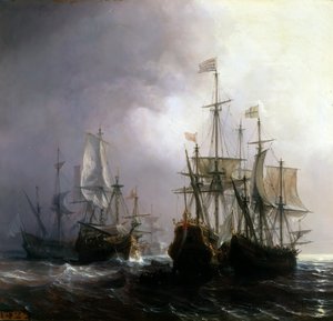 الاستيلاء على ثلاث سفن تجارية هولندية بواسطة السفن الفرنسية Fidèle و Mutine و Jupiter في عام 1711 بواسطة جان أنطوان ثيودور جودين
