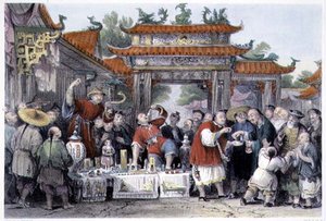 طبيب متجول في Tien-Sing ، من "الصين في سلسلة من المشاهدات" لجورج نيونهام رايت (1790-1877) 1843 (نقش ملون) بواسطة توماس (بعد) ألوم