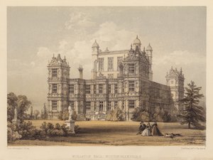 Wollaton Hall، Nottinghamshire (aquatint) بواسطة توماس (بعد) ألوم