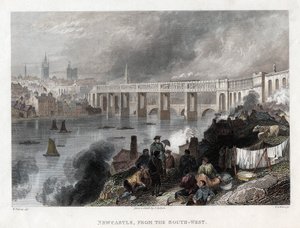 جسر عالي المستوى فوق تاين في نيوكاسل ، 1849 بواسطة توماس أبييل بريور
