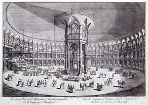 المنظر الداخلي لـ Rotunda في حدائق Ranelagh مع الشركة في وجبة الإفطار ، من John Stowe's Survey of the Cities of London and Westminster بواسطة توماس باولز