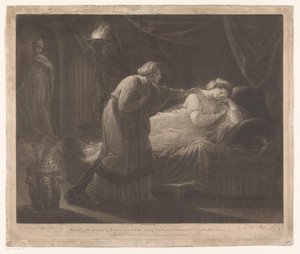 بينيلوبي wordt gewekt باب Euryclea أيقظ بينيلوبي من قبل Euryclea ، مع أخبار عودة أوليسيس ، وموت الخاطبين (العنوان على الجسم) بواسطة وليام وين ريلاند