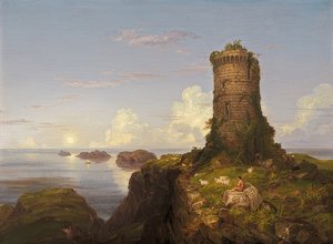 الساحل الإيطالي مع البرج المدمر. 1838 بواسطة توماس كول