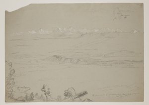 بحيرة Yverdon أو Neuchatel من Hill Chaumont ، سويسرا ، 1841 (قلم رصاص مرتفع مع الغواش على الورق) بواسطة توماس كول