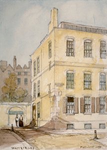 منظر لـ Whitefriars يظهر زاوية شارع لومبارد ، مدينة لندن ، 1851.
