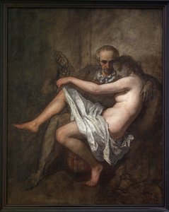بودلير والرئيس ساباتير. لوحة حميمة وغير مكتملة تصور الشاعر تشارلز بودلير (1821-1867) وعشيقته الملهمة أبولوني أغلاي ساباتير (1822-1889) ، المعروفة باسم الرئيس الذي استضاف صالونًا عالميًا في باريس في القرن التاسع عشر. ذ بواسطة توماس كوتور
