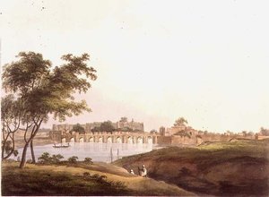 الجسر في Juonpore ، البنغال ، نقش بواسطة حانة H. Merke (fl.1800-20). بواسطة إدوارد أورم (1774 - 1820) 1804 (ليثو) بواسطة توماس دانييل