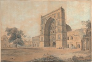 مسجد جوانبور بناه السلطان حسين الشركي | التقطت في ديسمبر 1789 بواسطة توماس دانييل