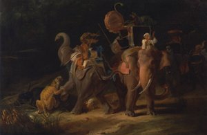 صيد النمور في جزر الهند الشرقية [1798، الأكاديمية الملكية للفنون، لندن، كتالوج المعرض] بواسطة توماس دانييل