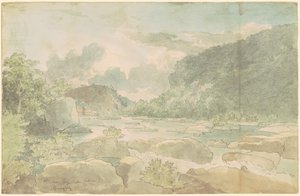 Harpers Ferry من الأسفل ، حوالي 1825-26 (قلم وحبر مع ألوان مائية على ورق) بواسطة توماس دوتي