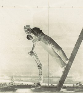 رجل على سلم مع ساق حصان متشرد ، 1880. بواسطة توماس إيكنز