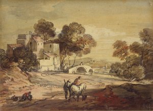 منظر إيطالي مع مسافرين على طريق متعرج ، 1775-1779 بواسطة توماس غينزبورو