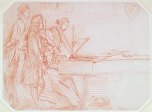 دراسة لصورة جماعية لحفلة موسيقية ، ج 1770 (الطباشير الأحمر على الورق)