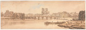 مجموعة مختارة من عشرين من أكثر المناظر الخلابة في باريس: منظر لجسر Pont de la Tournelle و Notre Dame مأخوذ من Arsenal بواسطة توماس غيرتين