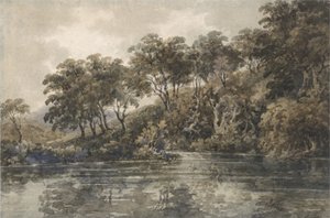 أشجار وبرك بالقرب من بروملي ، كنت ، حوالي عام 1798 (مع قلم رصاص بلون الجسم على ورق) بواسطة توماس غيرتين