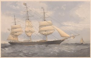 سفينة كليبر شيب نورمان كورت، حوالي 1868-1874 (طباعة حجرية ملونة، جرافيت)
