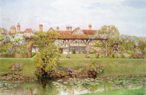 Great Tangley Manor ، Surrey ، مع Lily Pond والمشي المغطى